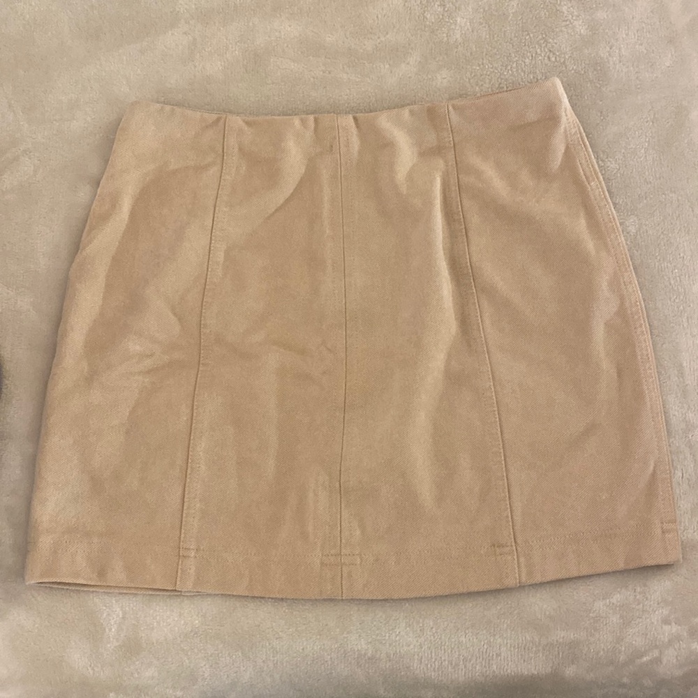 pale pink/beige suede material mini skirt